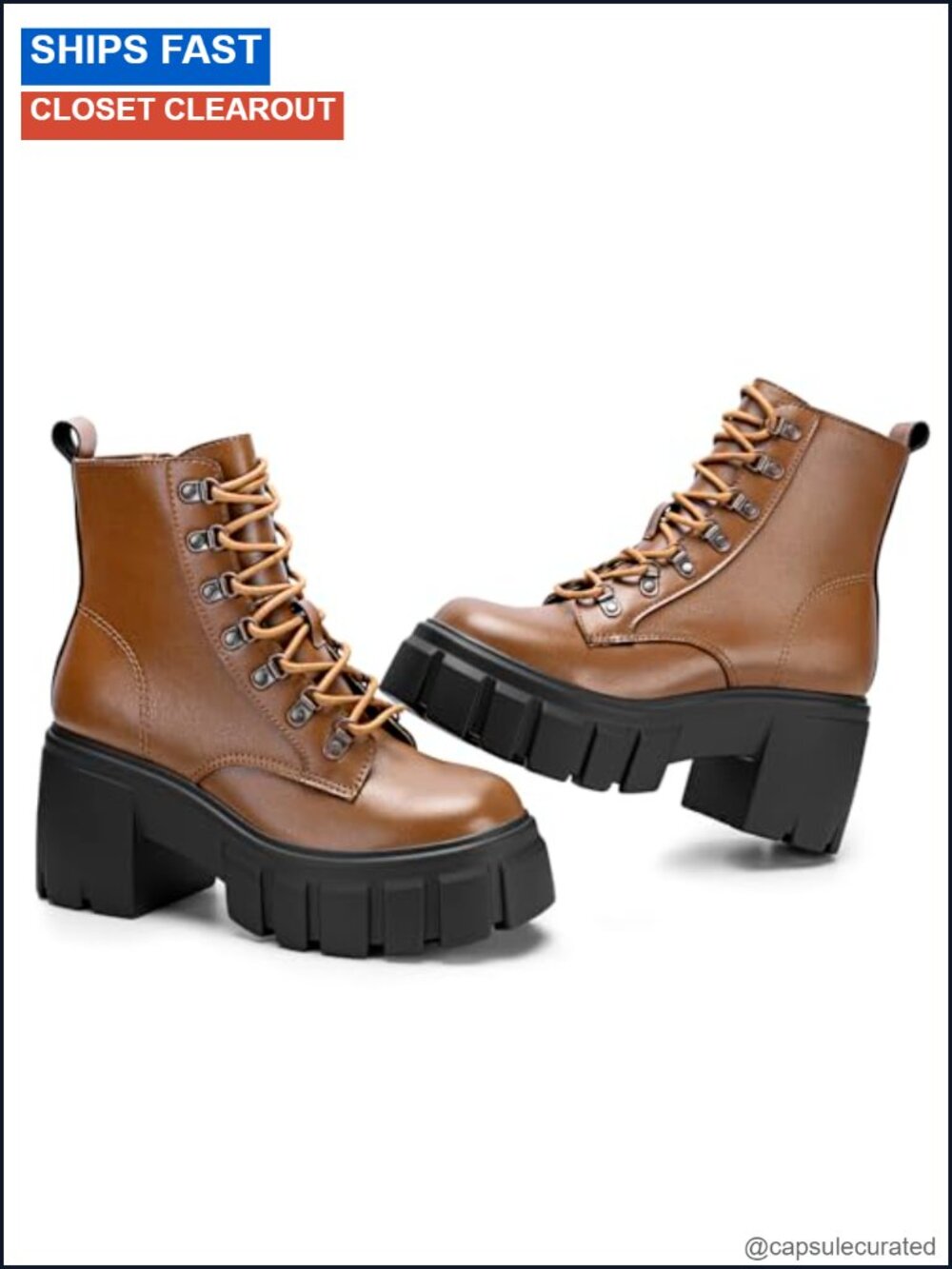 Womens Combat Boots Lace Up Ankle Booties Chunky Platform High Heel